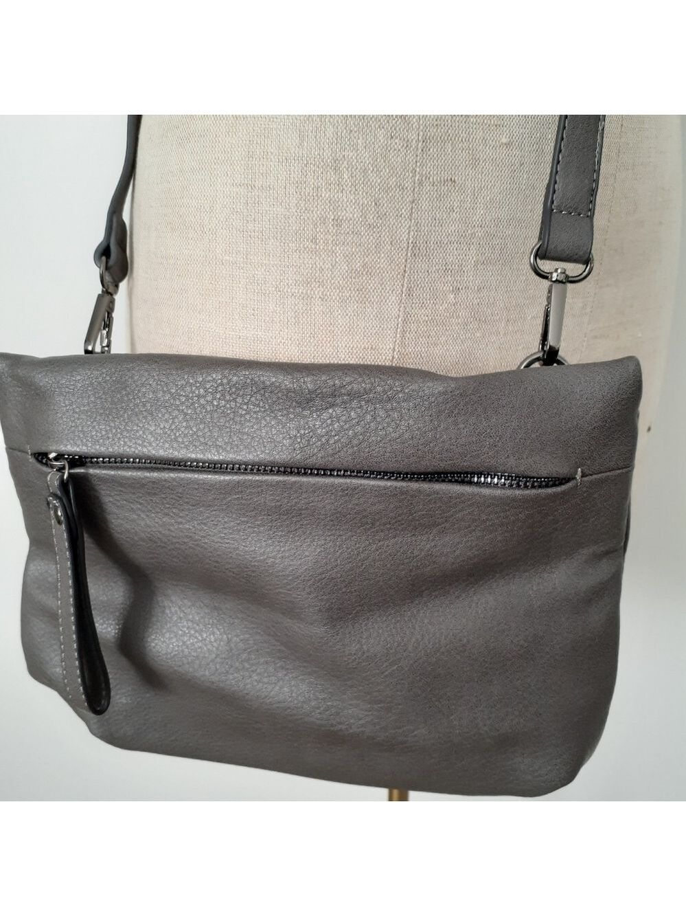 Grey Faux Leather Crossbody Bag - Picture 2 of 5